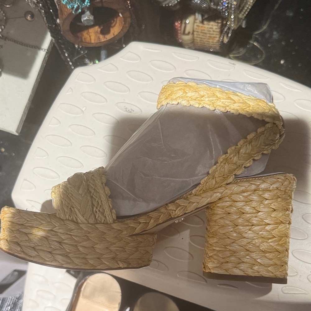 Stylish Braided Espadrille Platform Sandals - Tan-NEW